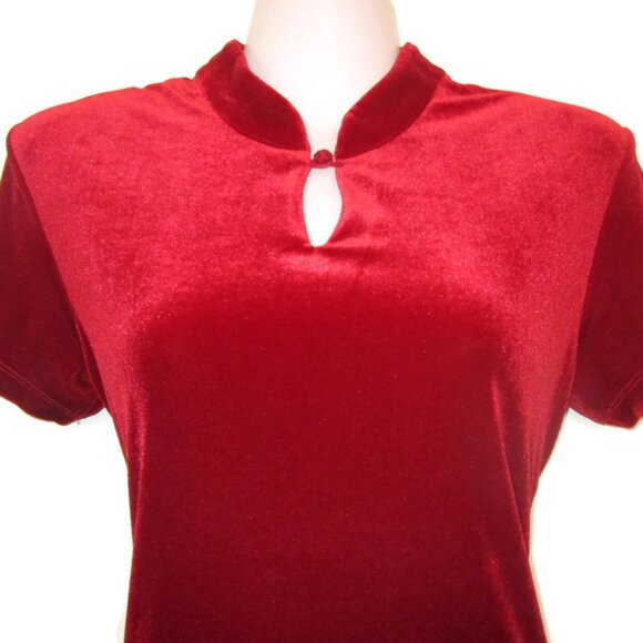 1990s vintage red velvet asian dress size medium - Picture 2 of 6